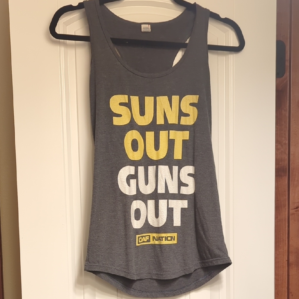 Gray OAF Tank Top "Suns Out Guns Out"